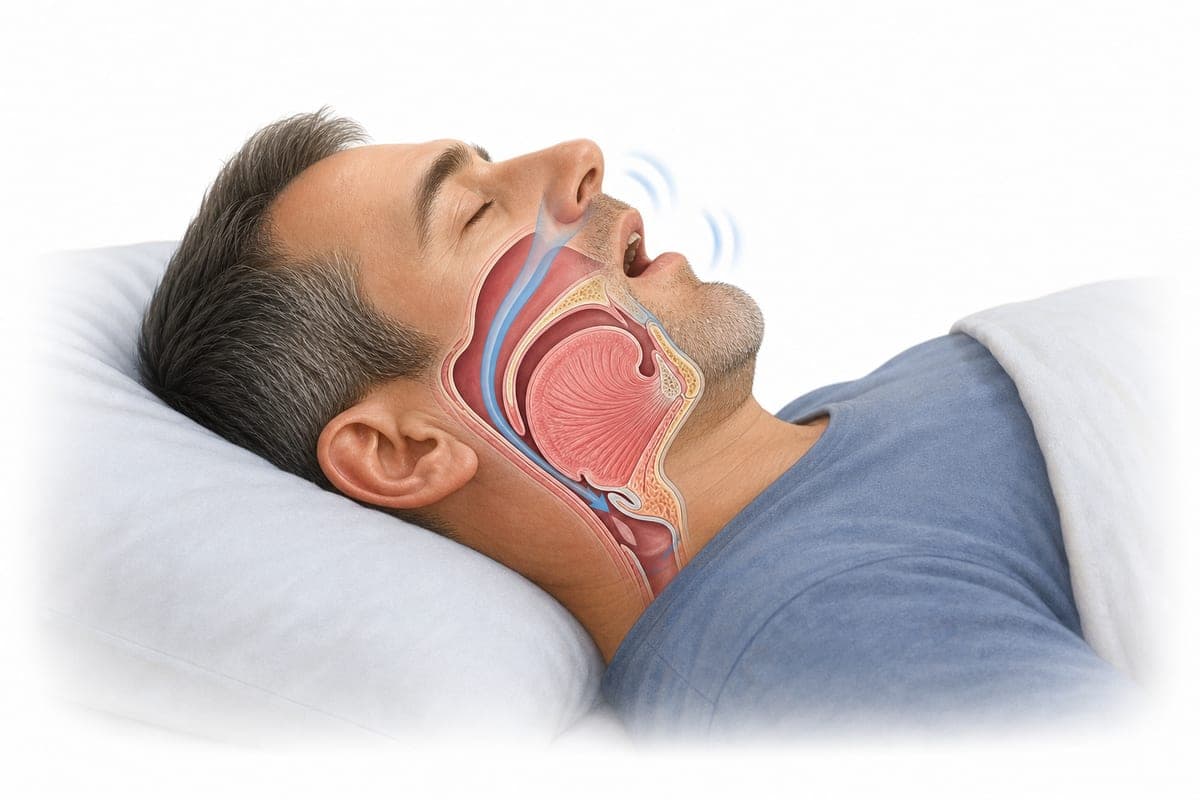 Illustration of snoring and obstructive sleep apnea